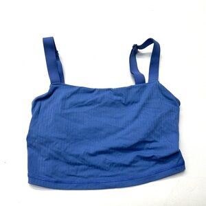 Aerie Offline Real Me Periwinkle Blue Ribbed Longline Sports Bra Top